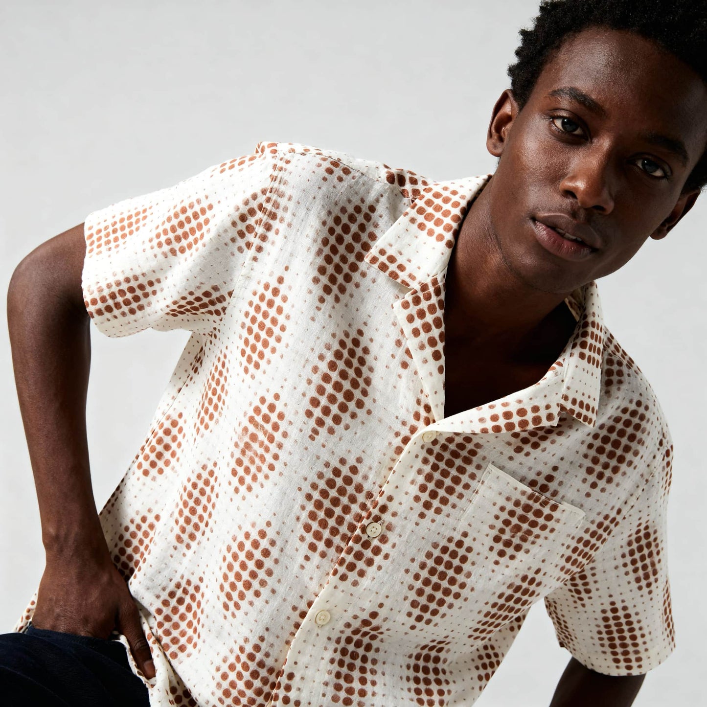 Camisa Homem Scotch & Soda Branca com Padrão Geométrico