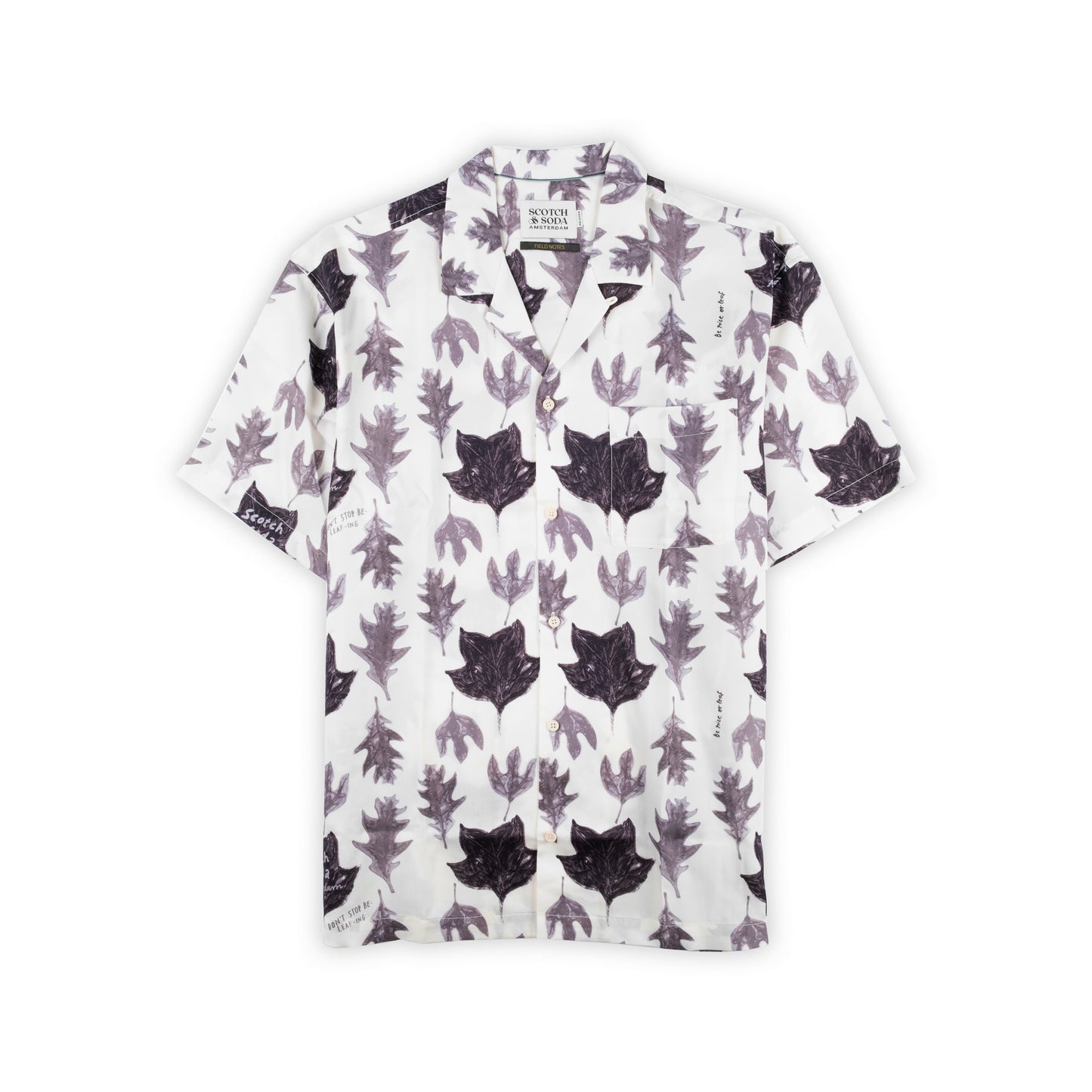 Camisa Homem Scotch & Soda Branca com Estampa de Folhas