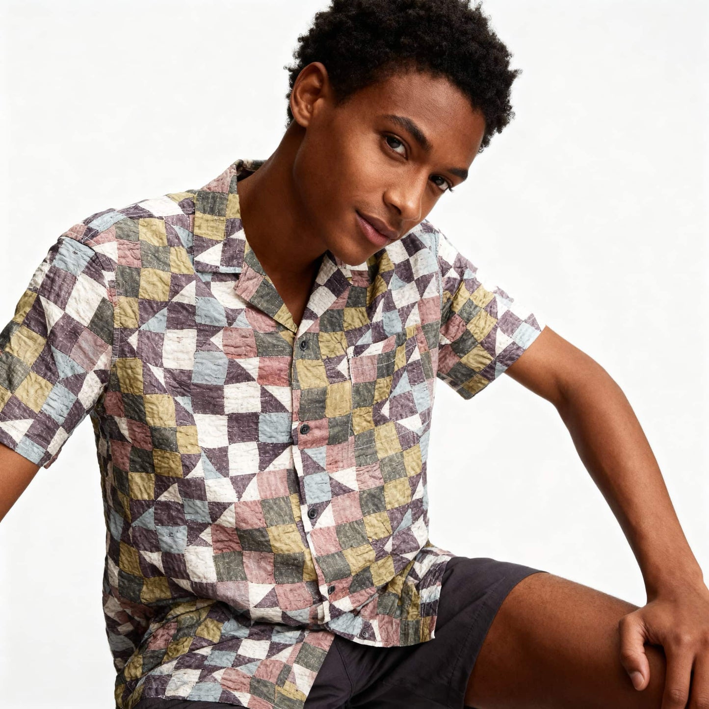 Camisa Homem Casual Scotch & Soda Colorida com Padrão Geométrico