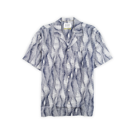 Camisa Homem Scotch & Soda Azul Estampada com Bolso Frontal