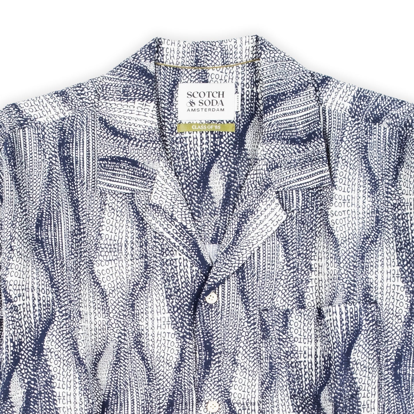 Camisa Homem Scotch & Soda Azul Estampada com Bolso Frontal