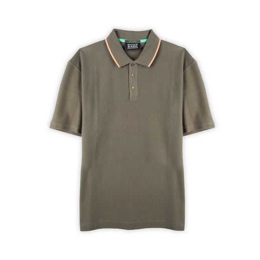 Polo Homem Scotch & Soda Verde com Detalhe Laranja