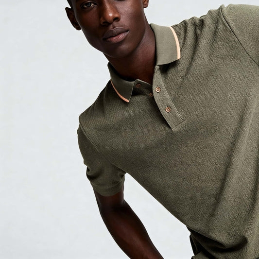 Polo Homem Scotch & Soda Verde com Detalhe Laranja