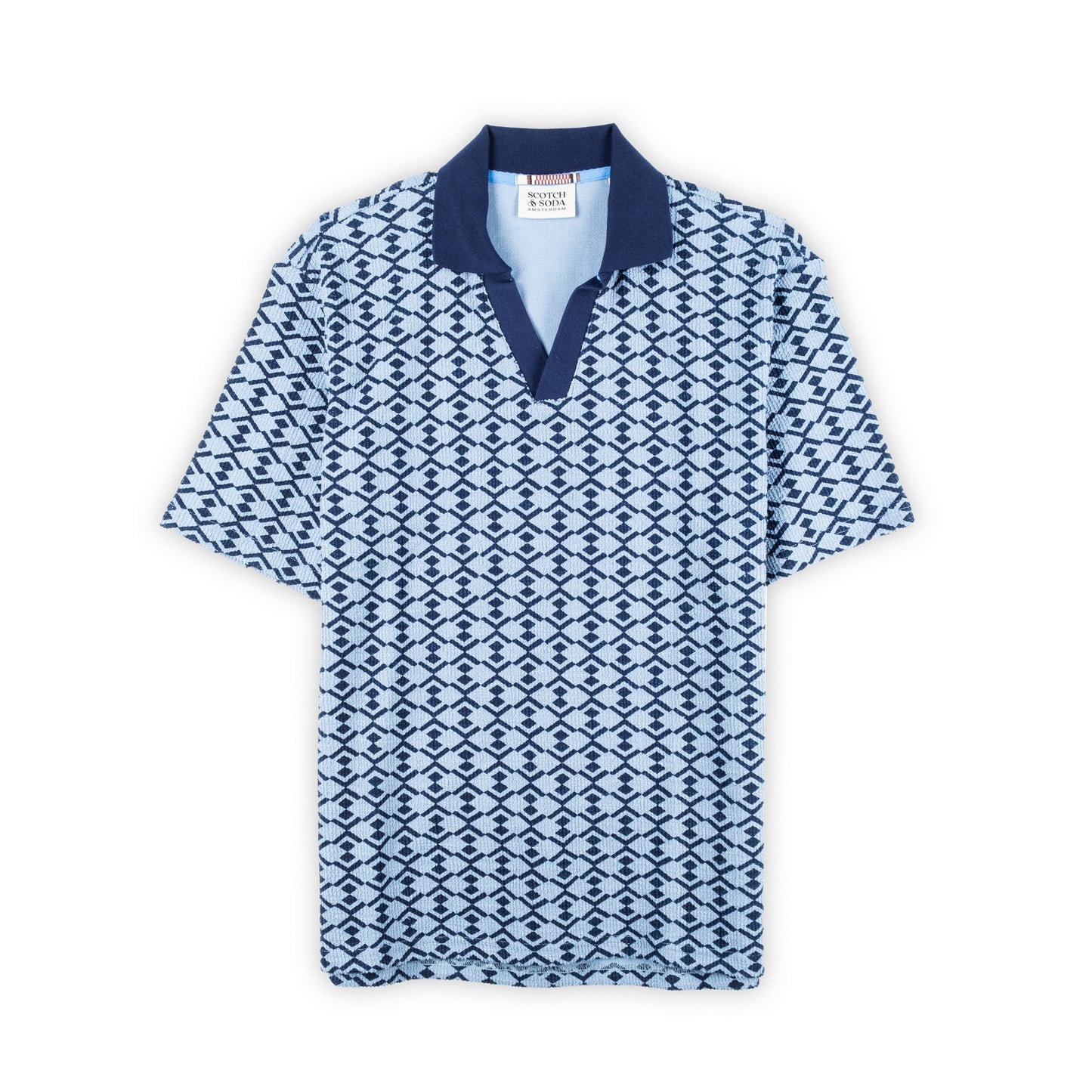 Polo Homem Scotch & Soda Azul com Padrão Geométrico