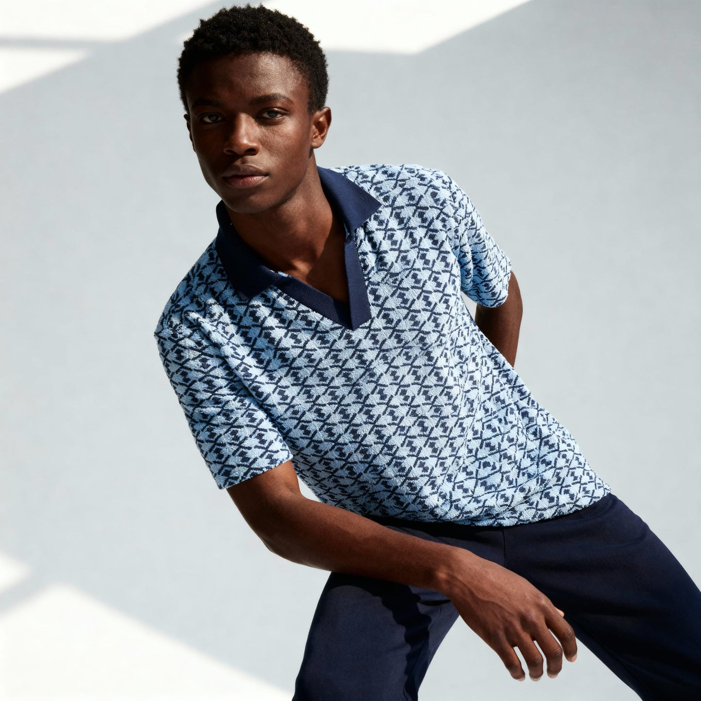 Polo Homem Scotch & Soda Azul com Padrão Geométrico