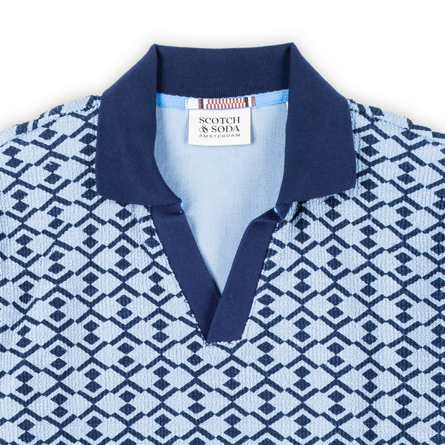 Polo Homem Scotch & Soda Azul com Padrão Geométrico