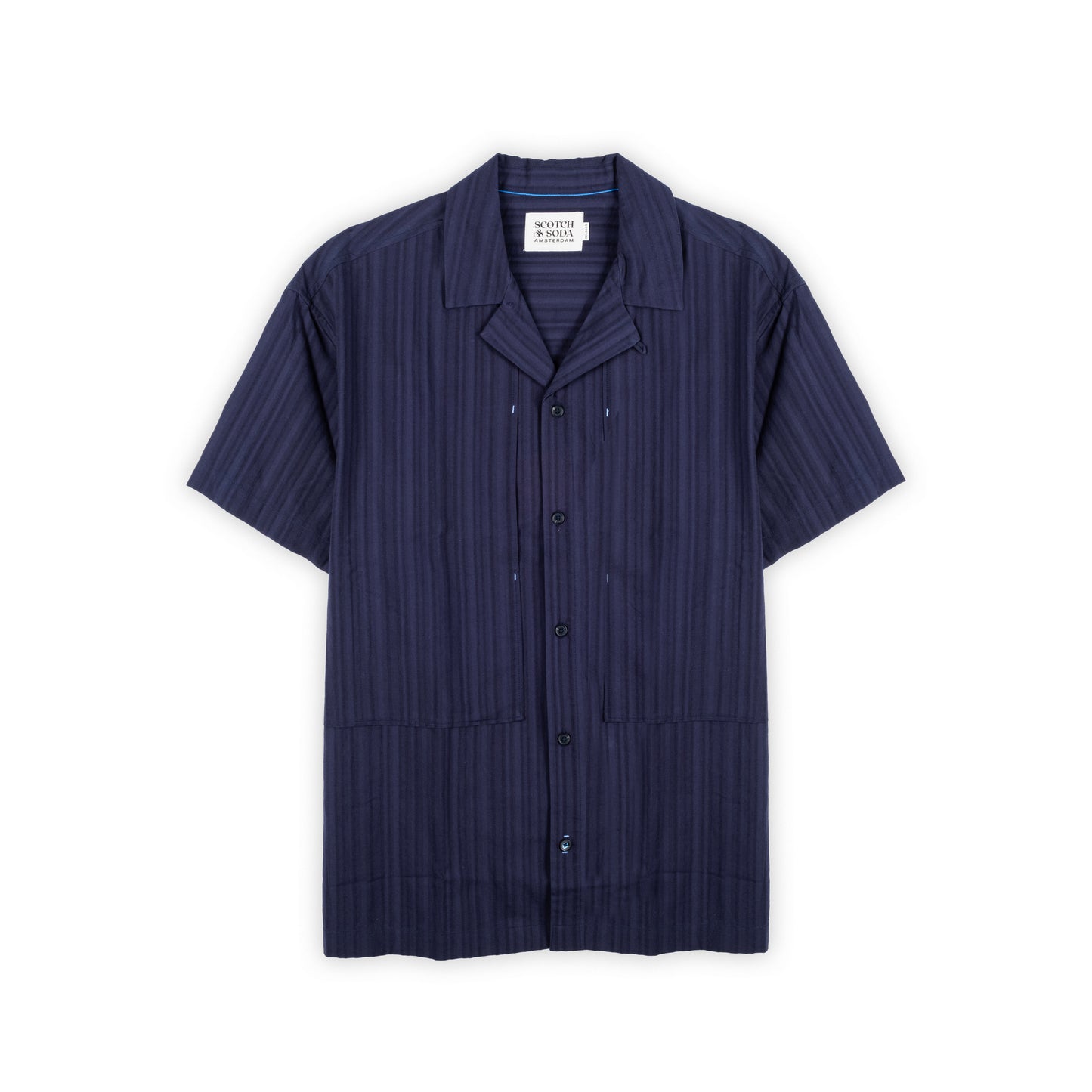 Camisa Homem Scotch & Soda Azul Marinho com Botões e Gola Clássica