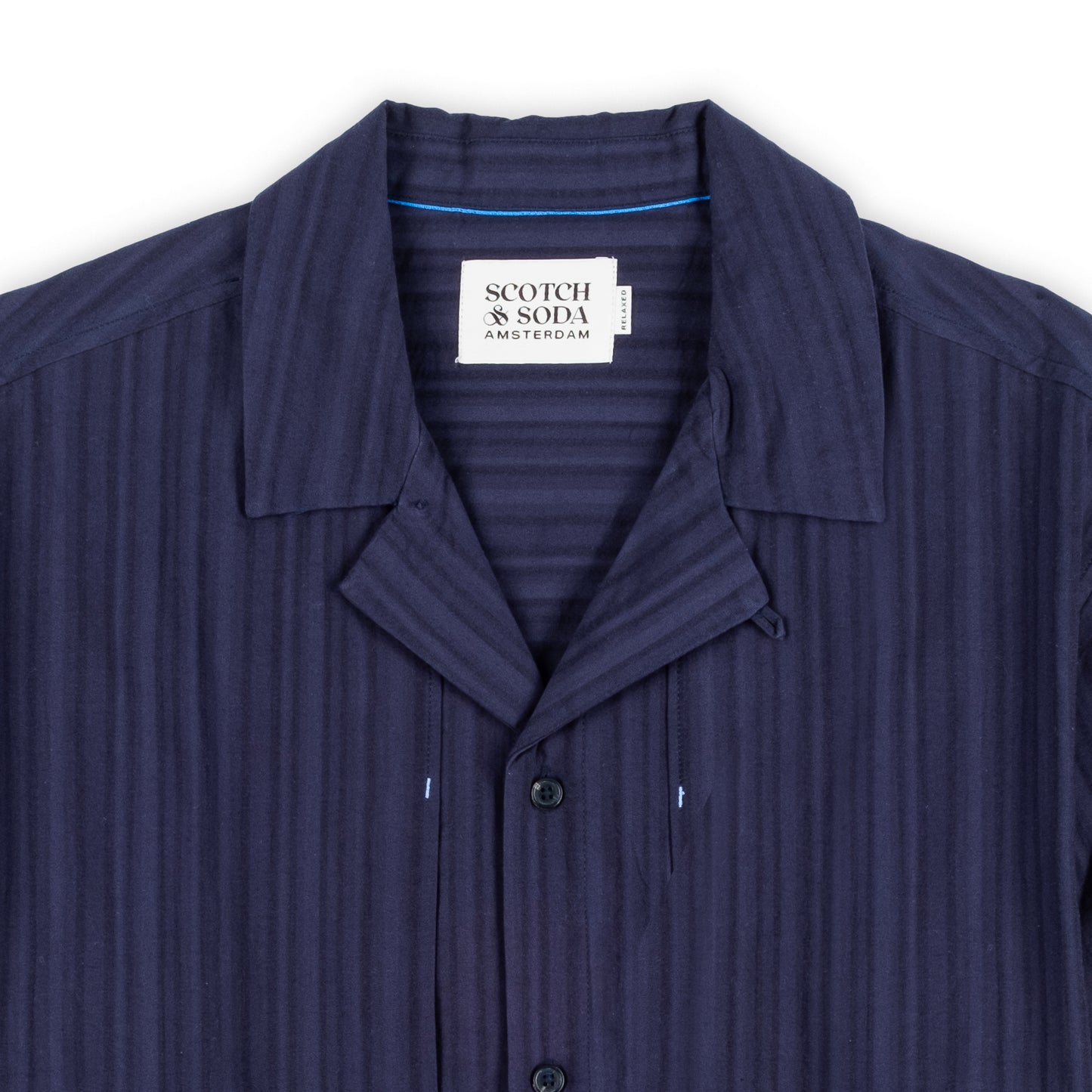 Camisa Homem Scotch & Soda Azul Marinho com Botões e Gola Clássica