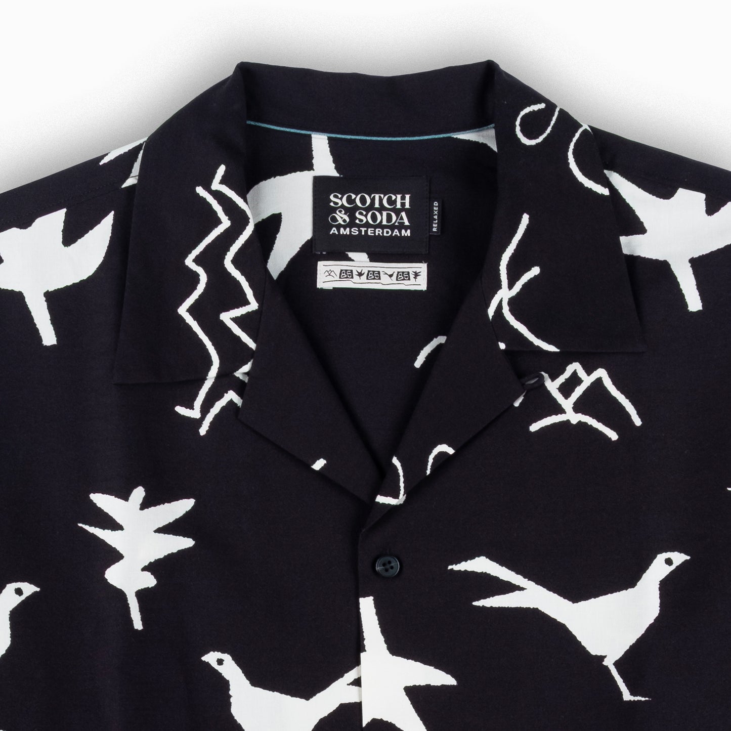 Camisa Homem Scotch & Soda Preta com Estampas de Pássaros