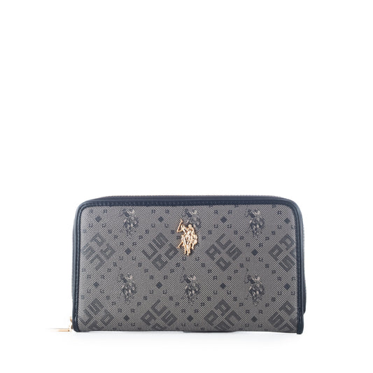 Porta Moedas Mulher US Polo Cinza com Logo Dourado