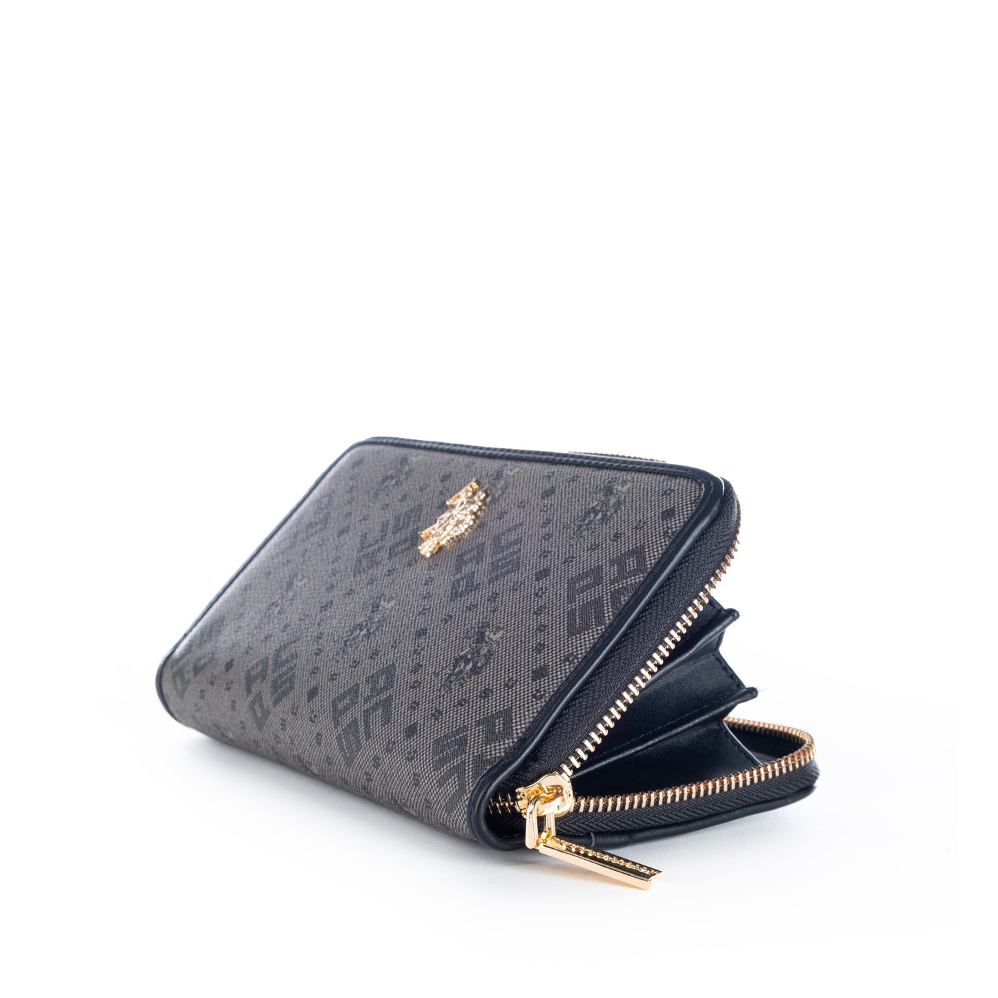 Porta Moedas Mulher US Polo Cinza com Logo Dourado