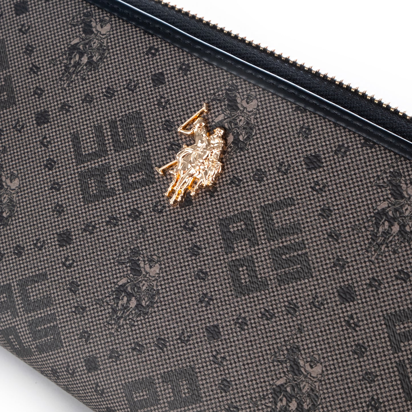 Porta Moedas Mulher US Polo Cinza com Logo Dourado