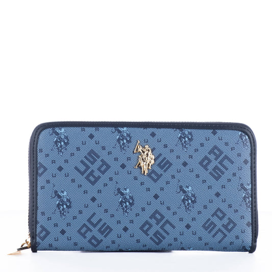 Porta Moedas Mulher US Polo Azul com Detalhes Dourados