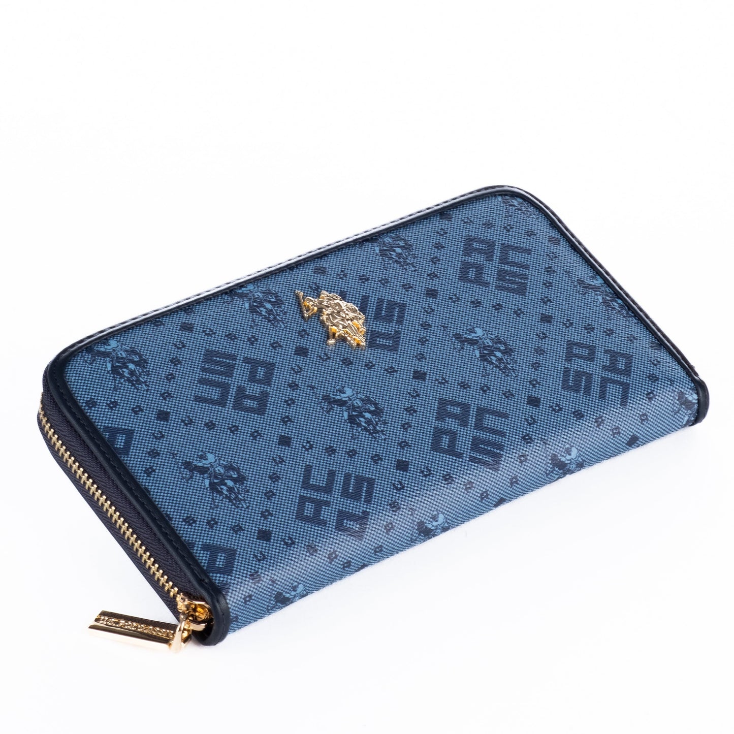 Porta Moedas Mulher US Polo Azul com Detalhes Dourados