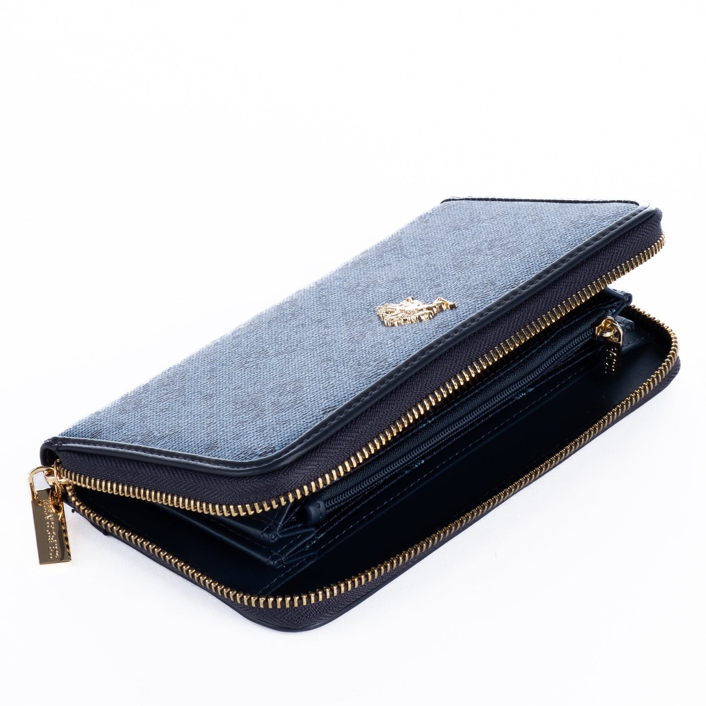 Porta Moedas Mulher US Polo Azul com Detalhes Dourados