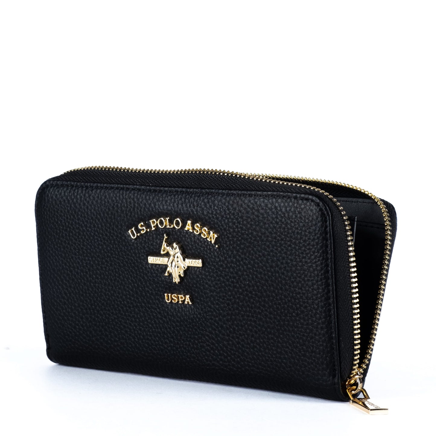 Mulher Porta-moedas US Polo Preto com Logotipo Dourado
