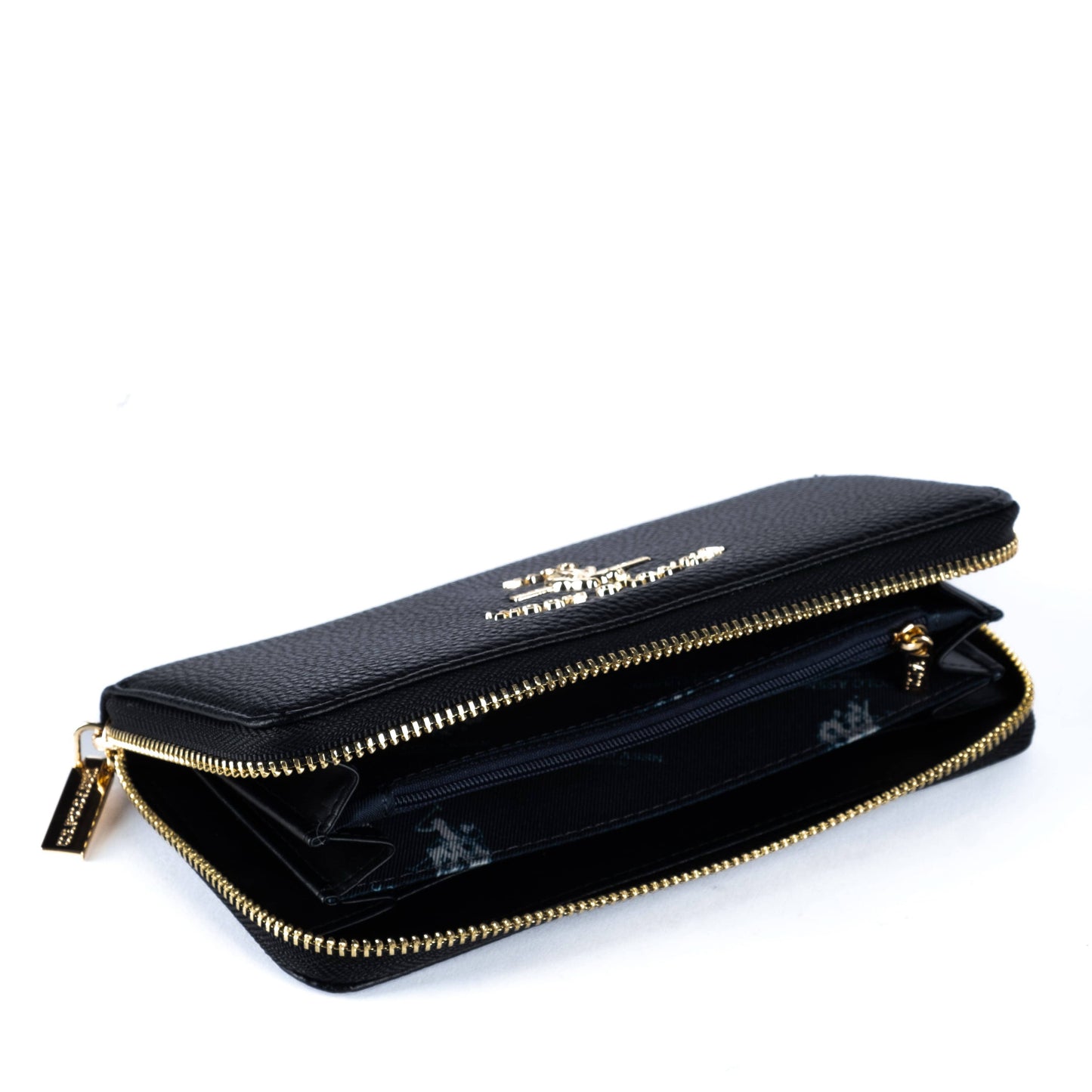 Mulher Porta-moedas US Polo Preto com Logotipo Dourado