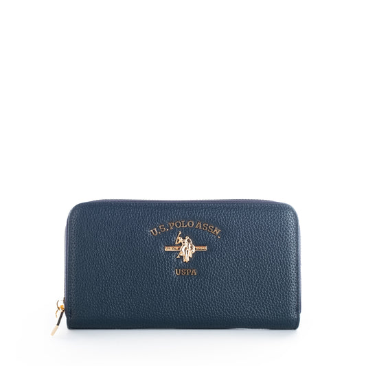 Porta Moedas Mulher Us Polo Azul Escuro com Logotipo Dourado
