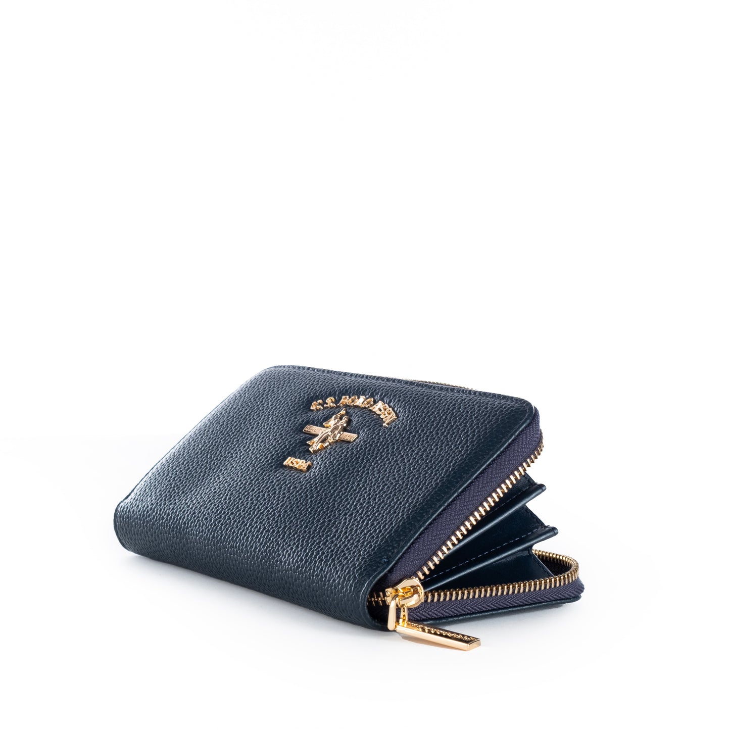 Porta Moedas Mulher Us Polo Azul Escuro com Logotipo Dourado