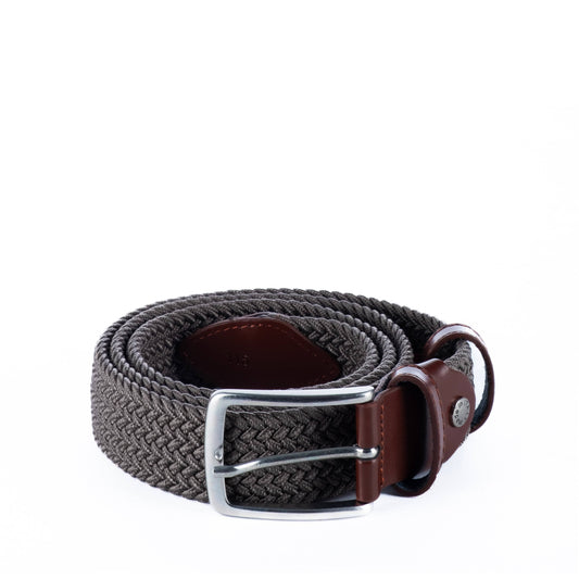 Cinto Homem Yes Zee Castanho Entrançado com Ponteiras em Pele