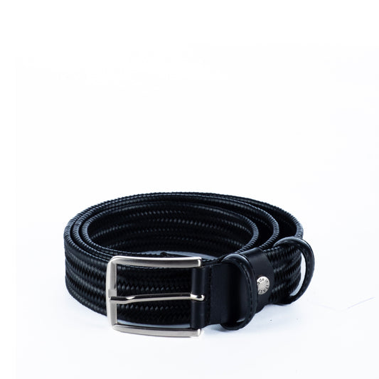 Cinto Homem Yes Zee Preto com Textura Entrançada e Fivela Metálica