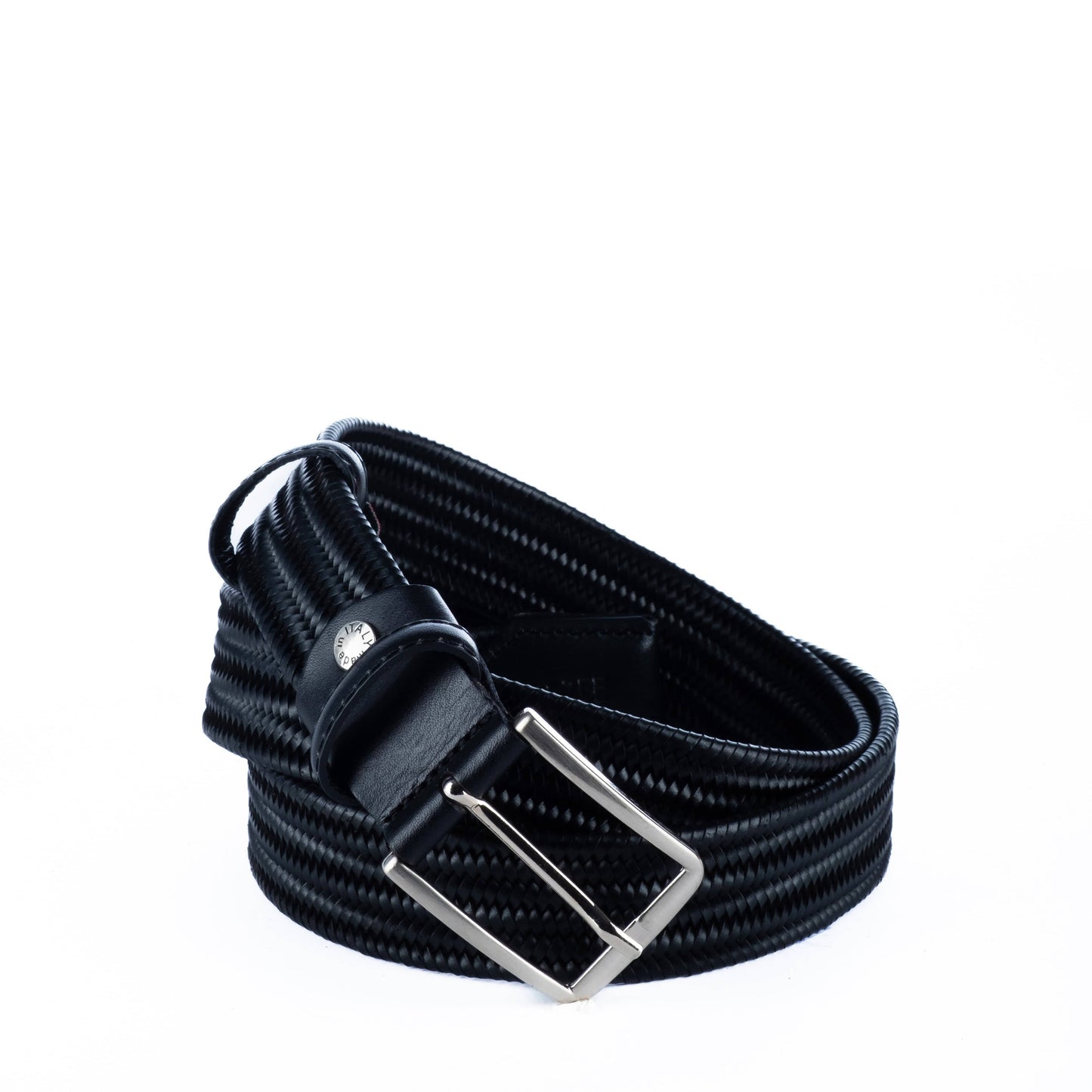 Cinto Homem Yes Zee Preto com Textura Entrançada e Fivela Metálica