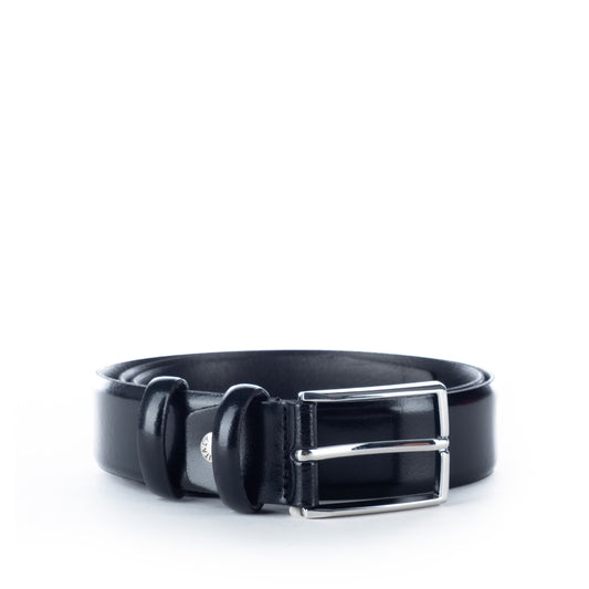 Homem Cinto de Couro Preto Yes Zee com Fivela Prateada