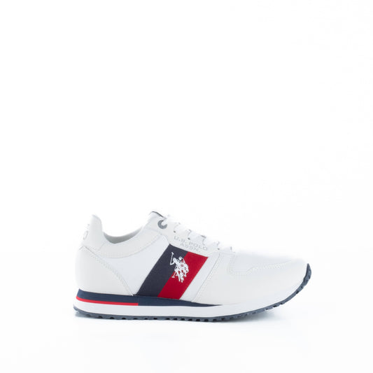 Ténis Homem US Polo Branco com Detalhes em Azul e Vermelho
