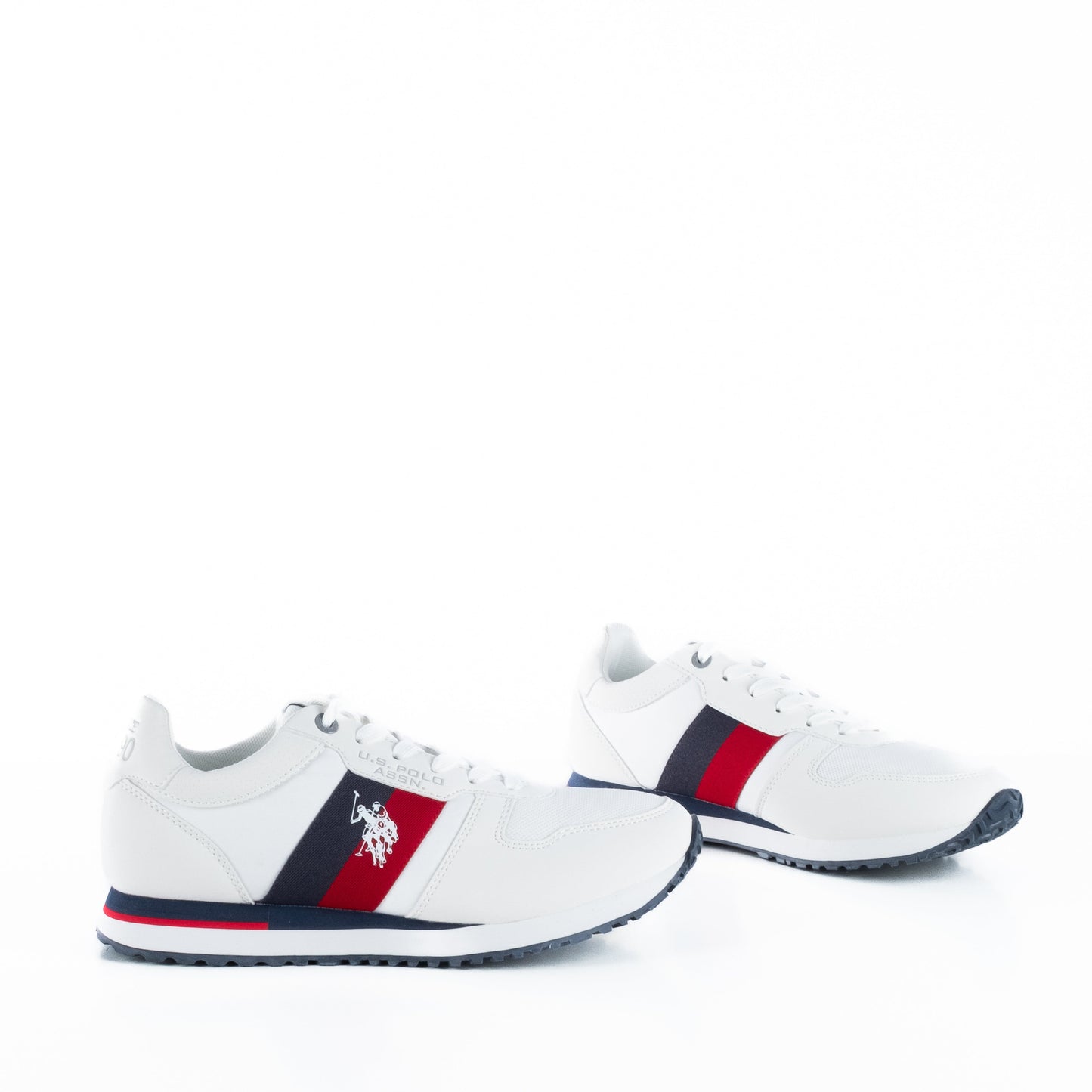 Ténis Homem US Polo Branco com Detalhes em Azul e Vermelho