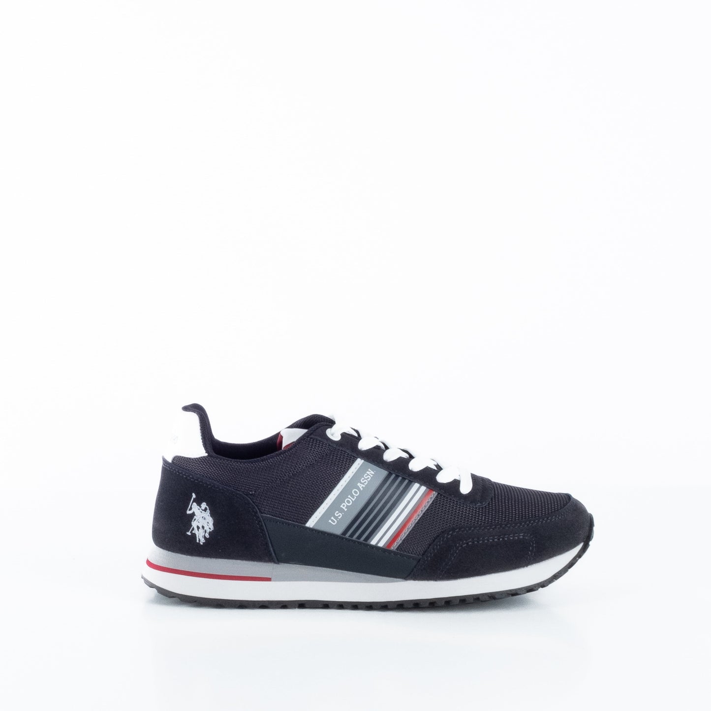 Ténis Homem US Polo Preto com Detalhes Vermelhos e Brancos