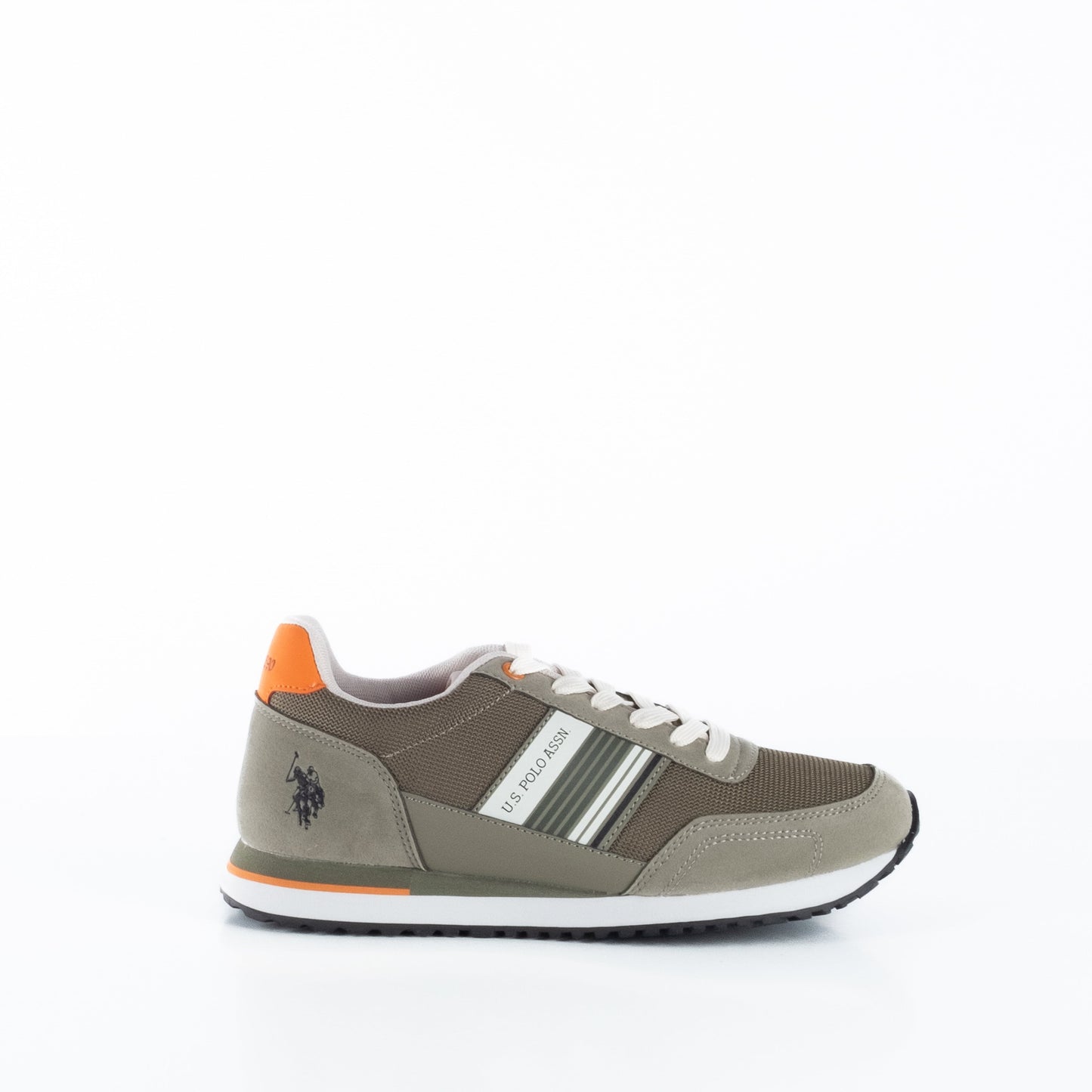 Ténis Homem US Polo Castanhos com Detalhes Brancos e Laranja