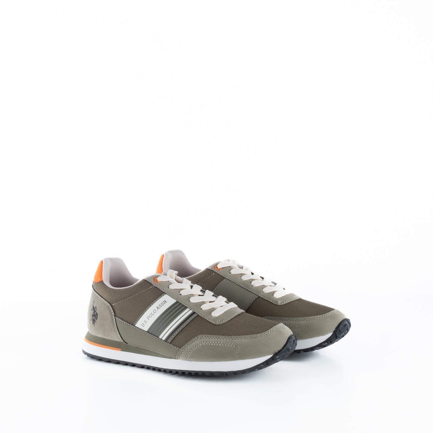 Ténis Homem US Polo Castanhos com Detalhes Brancos e Laranja