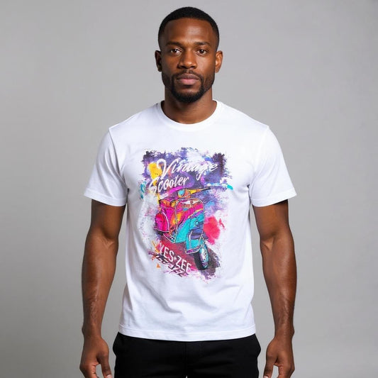 T-Shirt Homem Yes Zee com Estampa Scooter Colorida